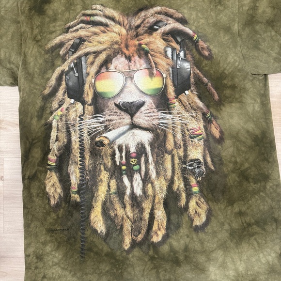 The Mountain Manimals 2011 Rasta Lion Mens Size XL Green Tye Dye. - Picture 2 of 6